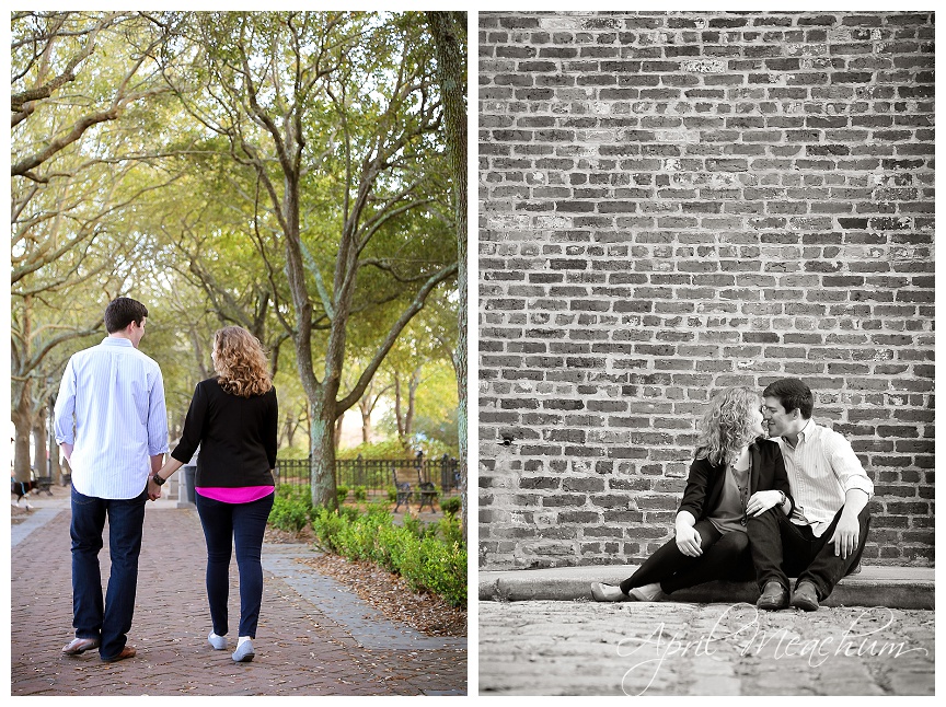 downtown charleston engagement pineapple fountain